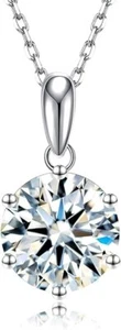 2 Karat Moissanit Anhänger Halskette 18 Karat Weißgold vergoldet Silber D Farbe GRA Zert. - Bild 1 von 9