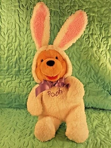 DISNEY WINNIE THE POOH WEARING AN EASTER BUNNY COSTUME 16" POOH PLUSH - Picture 1 of 12
