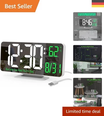 Moderne Spiegeluhr mit Temperaturanzeige – 6,7 Zoll LED Wecker für jedes Zimmer - Bild 1 von 4