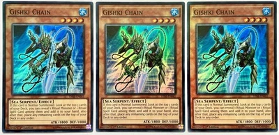 3 x THSF-EN041 Gishki Chain - Super Rare 1st Edition Lightly Played YuGiOh Cards - Image 1 of 3