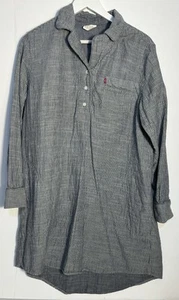 Vestido Camisa Levi Strauss Azul Gris Rayas Manga Larga Talla XL 100% Algodón - Imagen 1 de 7