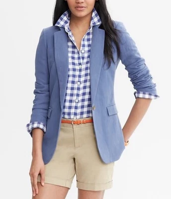Banana Republic Factory Womens Blazer Sz 00P Blue Bi-Stretch One Button Cutaway - Image 1 of 4