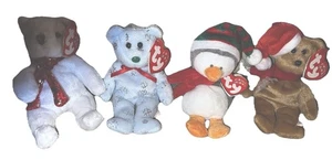 Juego de 4 mini adornos de felpa Beanie Babies osos “JINGLE” 5” de alto - Imagen 1 de 18