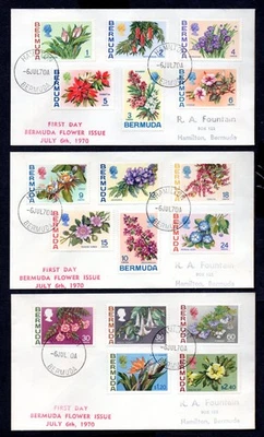 Bermuda - 1970 Flowers Issue on 3 x First Day Cover - Image 1 of 2