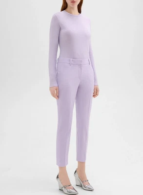 Pantalones cortos ajustados Theory talla 00 Treeca 2 lila cielo lana trazable $195 Foto 1 de 4