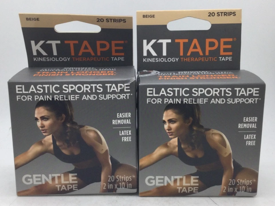 Fita terapêutica KT suave 10" algodão pré-cortado cinesiologia, bege (40 tiras) - Imagem 1 de 1