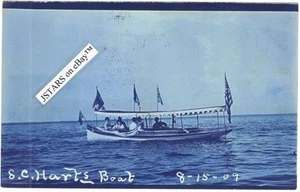 1909 OCONTO, WI, S.C. HART BOAT CYANOTYPE POSTCARD RPPC - Picture 1 of 1