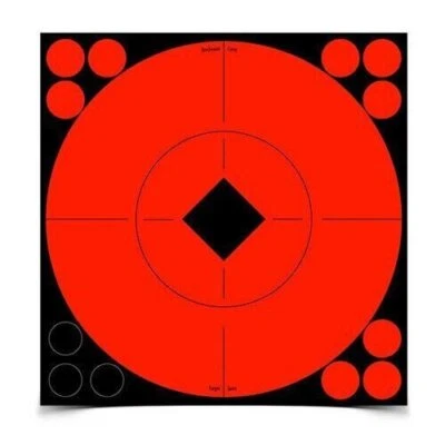 Birchwood Casey Target Spots Self Adhesive Paper 8" Bullseye Black/Red 8Pk 33916
