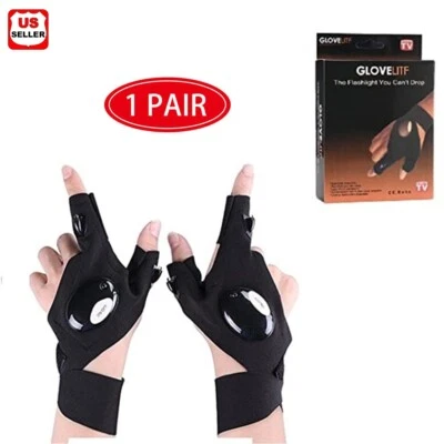 1 Pair LED Flashlight Gloves for Outdoor Fishing Camping Hiking Gloves Men Women - Image 1 of 4