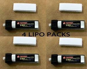 Nuovissima Nuova Zelanda Hobbies Batteria Lipo 3,7 volt 180 mAh 45 C 4 confezioni HobbyZone Champ - Foto 1 di 2