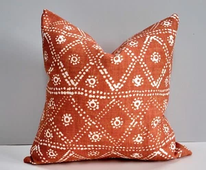 Carolina Irving Zig Zag Linen Designer Cushion Cover Coral Orange 18" square - Picture 1 of 9