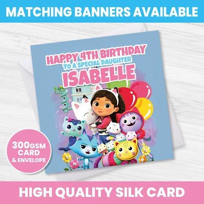 PERSONALISED GABBY'S DOLLSHOUSE BIRTHDAY CARD ANY NAME AGE RELATION OCCASION