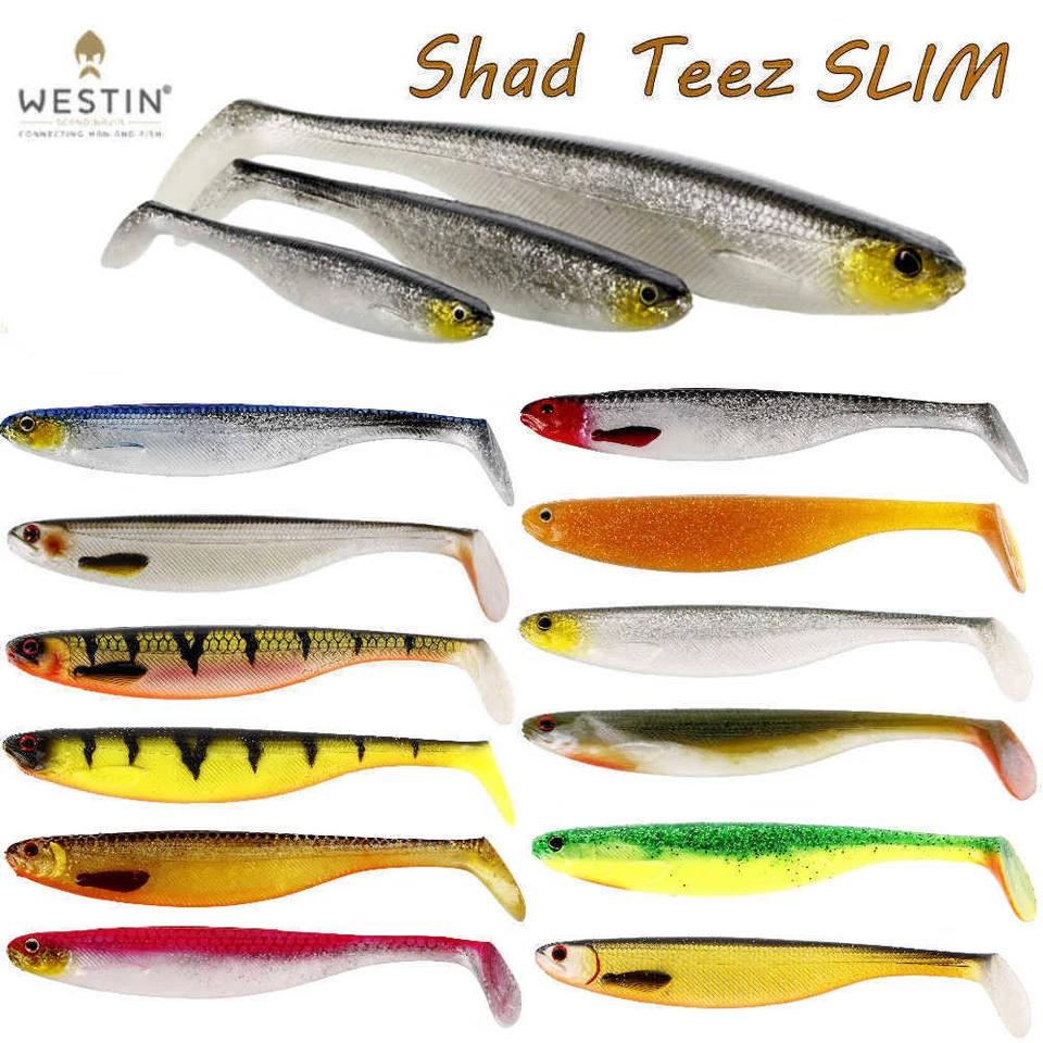 Westin Shad Teez Slim 10cm 3er Pack Gummifisch ShadTeez alle Farben zur Auswahl