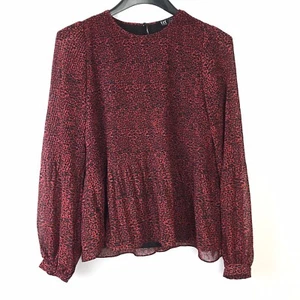 Zara Damen Bluse Oberteil Langarm Rot Leopardenmuster Größe S Small - Bild 1 von 6