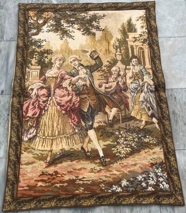 Antique French Medieval Tapestry Décor Floral Hunting Wall Hanging 103x72 cm - Picture 1 of 9