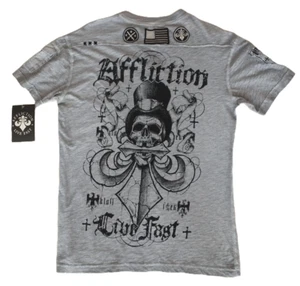 Affliction Henley T-Shirt  DOMINION  M MED NWT Skull - Picture 1 of 5