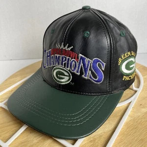 Vintage Green Bay Packers Hat Genuine Leather Modern OSFA Made in USA Team NFL - Picture 1 of 11