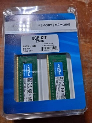 Crucial 8GB Kit 2x 4GB DDR3 1600 MHz PC3-12800 Desktop Memory RAM uDimm DDR3L - Image 1 of 2