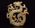 Chinese Natural Hetian Jade Carved Exquisite Dragon Phoenix Statue Figurines Art