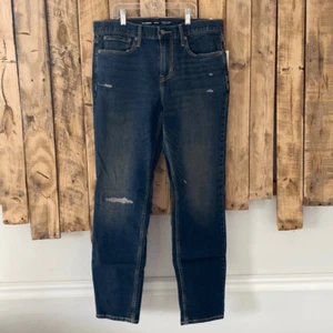 Jeans uomo 33x32 Athletic Taper incorporati flex lavaggio scuro nuovi con etichette Old Navy effetto invecchiato - Foto 1 di 12