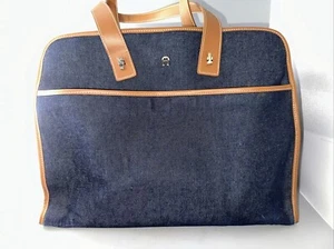 Vtg Etienne Aigner Blue Denim Shoulder Tote Bag Laptop Briefcase Messenger LARGE - Picture 1 of 9