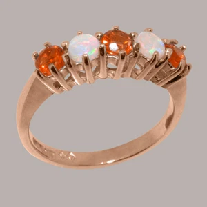 10k Rose Gold Natural Citrine & Opal Womens Eternity Ring - Sizes 4 to 12 - Picture 1 of 5