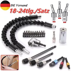 24tlg Winkelschrauber Vorsatz Adapter Winkelaufsatz Akkuschrauber Bithalter 1/4" - Bild 1 von 15