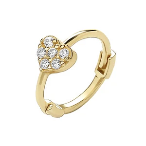 9ct Yellow Gold Cartilage Hoop Earring - Heart - Diamond Set - Picture 1 of 5