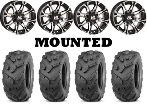 Kit 4 Quadboss QBT671 Tires 26x9-12 on High Lifter HL3 Machined Wheels FXT - Picture 1 of 5