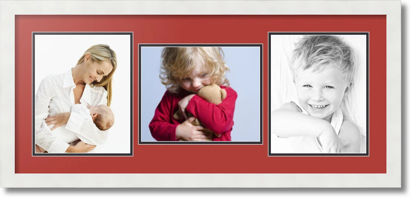 ArtToFrames Collage Mat Picture Photo Frame 3 8x10" Openings in Satin White 117 - Image 1 of 1