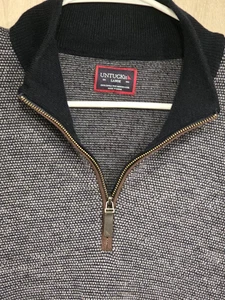 UNTUCKIT Extra Fine Merino Wool Half Zip Sweater Herren L Navy & Grau - Bild 1 von 8