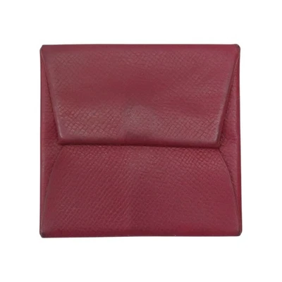 Estuche para monedas HERMES Bastia Togo cuero rojo sello 口R Foto 1 de 4