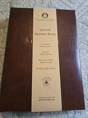 Gallery Leather Desk Address Book 9"×7" Handcrafted Refillable Brown Leather - Image 1 of 4