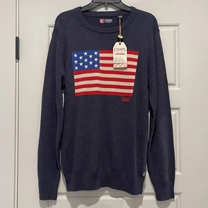 Chaps Herren Pullover American Flag Sweater Neu mit Etikett Blau Größe M - Bild 1 von 9