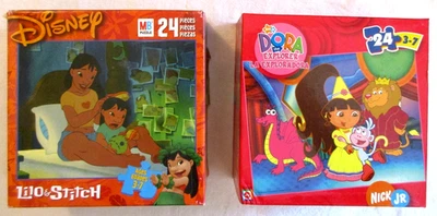 Lot of 2, 24-Pc Jigsaw Puzzles; Dora the Explorer Nick Jr & Lilo & Stitch Disney - Image 1 of 4