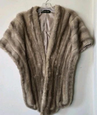 Hermosa Estola de Visón Real Jack Ferre Rubia Beige Formal Envoltura de Hombro De Colección  Foto 1 de 4