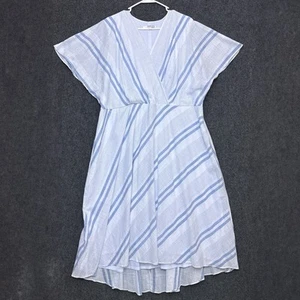 Studio One White & Blue Stripe V-Neck Lined Summer Dress 100% Cotton Plus 22W - Picture 1 of 9
