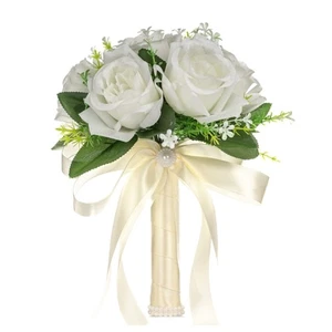 Artificial Rose Bouquet Glorious Flower Bouquet for Wedding Party Bridal - Picture 1 of 8