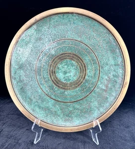 Vintage Carl Sorensen Art Deco großes 14" Bronze Tablett mit Grünspan Patina - Bild 1 von 4