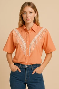 Camisa De Colección Lilia Smith Western Flecos Mujer S Melocotón Hecha en EE. UU. Vaquero Rodeo - Imagen 1 de 14