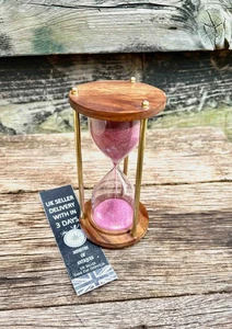 Reloj de arena de madera vintage de 6 pulgadas con arena rosa antiguo nauti marítimo - Imagen 1 de 10