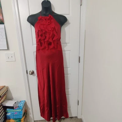 Vestido con volantes satinados del mercado negro de la Casa Blanca talla 12 Foto 1 de 4