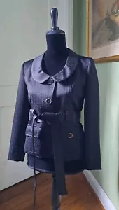 Tulle Anthropologie Small Black Jacket Womens Chic Demure Fitted Blazer Spring - Picture 1 of 9