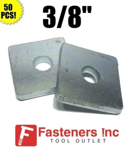 (QTY 50) 3/8" X 1-5/8 X 1-5/8 Square Washers Zinc for Unistrut Channel P1063 - Picture 1 of 4