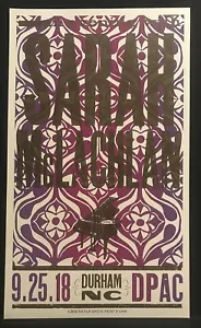 Póster impreso 2018.09.28 Sarah McLachlan DPAC Durham NC Hatch Show - Imagen 1 de 1