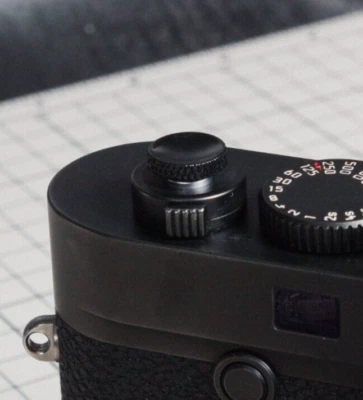 Knurled Black Shutter Button Soft Release Metal Concave  Fuji XT2 X20 X100 LEICA - Image 1 of 4