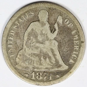 1874 Arrows 10c Seated Liberty Dime Circulated - Picture 1 of 2