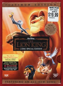 The Lion King (DVD, 2003, 2-Disc Set, Platinum Edition) w/ Slipcase - NEW/SEALED - Picture 1 of 5