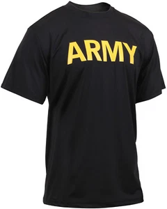Black Performance Moisture Wicking US ARMY PT Training Workout APFU T-Shirt - Picture 1 of 3
