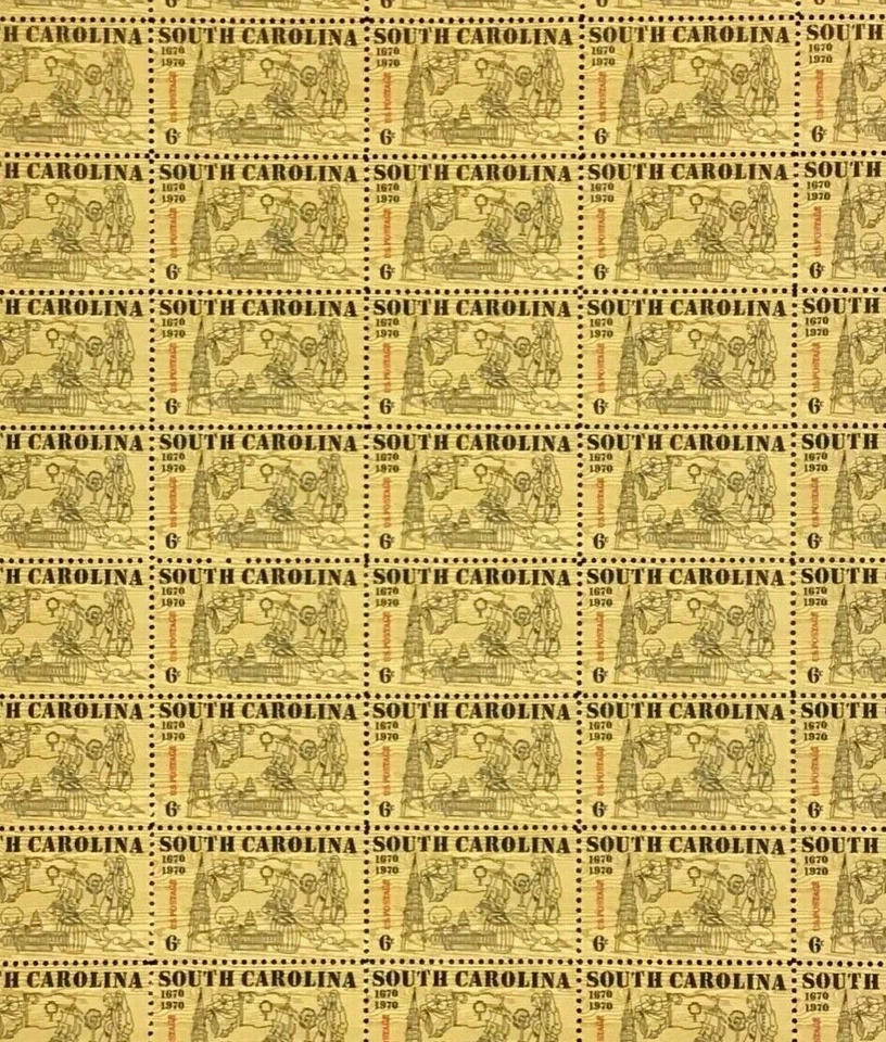 #1407 South Carolina Founding 6 cent full mint sheet of 50 MNH OG 1970 - Image 1 of 1